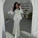 Autumn/Winter Women's Slim Fit Solid Color Fashion Set with European And American Casual Design Satin Long Skirt And Suit Jacket_ecoleips.com