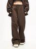 Women's Clothing Elastic Waist Stitching Sports Pants Retro Street High Waist Loose Straight Wide Leg Pants_ecoleips.com