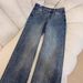 Retro High Waist Wide Leg Jeans For Women Sparkly Rhinestone Embellished Loose Straight Denim Floor Length Casual Solid_ecoleips.com