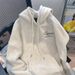 Men's Hong Kong Style Trendy Hoodie Fleece Lined Thickened Relaxed Fit Autumn Winter Coat for Women Loose Fitting_ecoleips.com