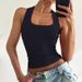 Women's New 2025 Summer Fashion Hot Girl U-Neck Solid Color Slim Fit Crop Tank Top Wholesale_ecoleips.com