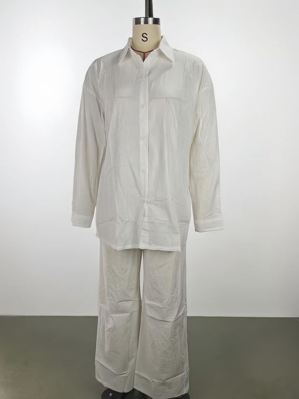 K Shirt And Pants Set, Loose Long Sleeved Shirt, Casual Suit For Women_ecoleips.com