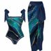 Aria Basics European And American Cross-border One-piece Women's Swimsuit Bikini Set, Conservative Tummy-covering Beach Chiffon Wrap_ecoleips.com