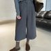 Autum Witer New Fashio High Waist Slimmig Thick Loose Retro Straight Woole Seve-poit Wide-leg Pats For_ecoleips.com