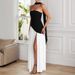 In Stock 2025 Cross-Border European And American Summer Elegant Slim Fit Patchwork Strapless Dress Women's Wholesale_ecoleips.com