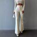 Aria Basics 2024 Autumn/Winter European And American Fashion Sexy High-Waisted Trousers, Flared Leather Pa, Women's_ecoleips.com