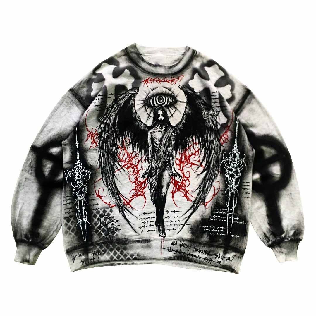 Dark Style Horror Fallen Angel Digital 3D Print Long Sleeve Sweatshirt for Men And Women Loose Fit Independent Website Cross Border_ecoleips.com