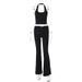 Women's Clothing 2025 Early Autumn New Fashion Street Style Halter Neck Backless Tank Top Slim Fit Pants Set_ecoleips.com
