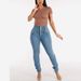 High Waist Stretchy Skinny Jeans For Women – Sexy Blue Washed Denim Pants, Tapered Leg, Streetwear Style_ecoleips.com