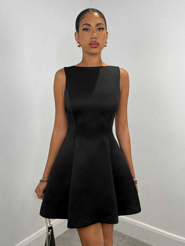 Women's Clothing Summer Elegant Slim Fit A-Line Dress Solid Color Sleeveless Gown For Tea Party For Formal & Casual For Women_ecoleips.com