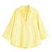 Women's Fashionable Casual Striped Shirt Spring/Summer European American Style Collared Wide Sleeved Blouse Regular Fit Polyester_ecoleips.com