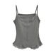 Women's Clothing Summer Hot Girl Sexy Slim Lace Edge Round Neck Camisole Female Pure Desire Tight Sleeveless Top Vest_ecoleips.com