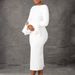Women's Clothing Winter New Fashion Solid Color Hip Bell Sleeve Dress_ecoleips.com