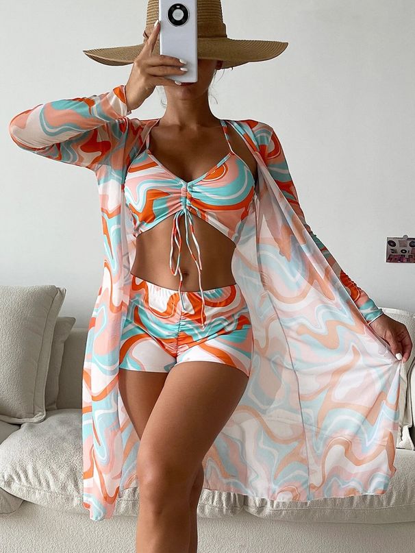 Xinyu's New Multi-color European American Mesh Cover-up, Fashionable And Sexy, Three-piece Women's Swimsuit With_ecoleips.com