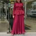Women's Clothing Elegant And Versatile Loose Three Dimensional Flower Ruffled Long Sleeved Skirt Suit_ecoleips.com