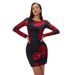European And American Cro-border 2026 Pring New Women' Floral Print Round-neck Meh Lim-fit Long-leeve_ecoleips.com