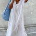 Solid Color Women V Neck Sleeveless Split Midi Dress Casual Commute Style Ladies Elegant Daily Outdoor Wear Fashion Dress_ecoleips.com