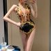 Sexy V-Neck One-Piece Swimsuit With Cover-Up – Tummy Control & Backless Design, High-Waisted Swimwear With Floral Print (S-Xl, 2 Styles)_ecoleips.com