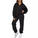 2023 New Cross-Border Best-Selling Women's Solid Color No-Pocket Sweatshirt Pants Set For Europe And America_ecoleips.com