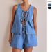 Women's Clothing Summer Fashion Casual Sleeveless Lace Up High Waist Women's Vest Denim Suit Shorts Women_ecoleips.com