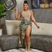 S390451 Spring Summer New Women's Casual Camouflage Print Large Pocket Split Mid-Length Skirt_ecoleips.com