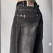Women's Clothing Black And Gray Denim Wide Leg Pants Jazz Dance Pants High Waist Retro Niche Design Denim Jeans_ecoleips.com