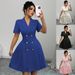 Women's Skirt Slim Waist Double Breasted Autumn Dress_ecoleips.com