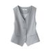 Women's Clothing Suit small vest gray vest women's jacket 2023 new outerwear tops short small sleeveless vest_ecoleips.com