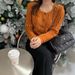 Women's Square Neck Knit Cardigan Thin Long Sleeve Open Front Sweater Casual Short Top Trendy Fashion_ecoleips.com