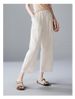Suitable For All Seasons Counter Quality 2025 Summer New Loose Slimming High Waist Commuter 100% Ramie Nine-point Casual Wide-leg Pants For Women_ecoleips.com