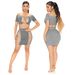 5802 New Solid Color Irregular Drawstring Sexy Women's Two-Piece Set_ecoleips.com