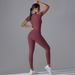 Women's Clothing Zipper Short Sleeved Yoga Suit Jumpsuit Quick Drying Breathable Outdoor Sports Tight Jumpsuit Fitness Clothes_ecoleips.com