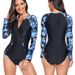 Aria Basics 2024 European And American Foreign Trade Conservative One-piece Long-sleeve Surfing Sun-protective Women's Swimsuit, Hot_ecoleips.com