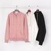 Spring And Autumn Chic Black Jacket For Women Loose Zipper Cardigan Casual Sports Top Solid Color Hooded Sweatshirt_ecoleips.com