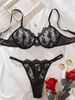 Aria Basics In Stock European And American Valentine's Day New For Women Hollow Embroidery See-through Mesh Sexy Lingerie Set_ecoleips.com