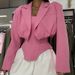 Women's Fashion Short Blazer Jacket And Irregular Vest Two Piece Set European American Style for Autumn_ecoleips.com
