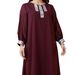 Muslim Dress Women Elegant V-Neck Arab Robe Dress – Loose Fit Short Sleeve Muslim Fashion For Modest Comfort_ecoleips.com