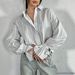 Women's Striped Shirt European American Style Long Sleeve Puff Sleeve Loose Fit Fashionable Versatile Top_ecoleips.com