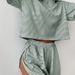 Aria Basics Aria Basics 2024 European And American Autumn Knitted Striped Pajamas Loose Short Sleeve Shorts Set Fashion Cross-Border Outdoor_ecoleips.com