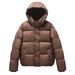 Women's Short Puffer Jacket Winter Warm Down Coat With Detachable Hood, Lightweight & Stylish For Casual & Office Wear (Black, Coffee)_ecoleips.com