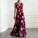 Women's Clothing Women's Sleeveless V Neck Long Dress Tulip Print Evening Gown For Formal & Casual For Women_ecoleips.com