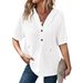 Women's Summer Waffle Knitted Short-Sleeved Top, Lightweight Drawstring Hoodie, Button-Down V-Neck Shirt_ecoleips.com