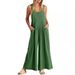 Women's Solid Color Loose Casual Cotton Linen Jumpsuit Overalls_ecoleips.com