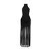 Women's Clothing Sexy Halter Neck Backless Tassel Dress Solid Color Spring Fashion_ecoleips.com