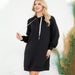 Voya Women's Casual Style Versatile Spring And Summer Mid To Long Loose Drawstring Hooded Sweatshirt Dress_ecoleips.com