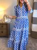 Women's Clothing Spring And Summer Geometric Print Round Neck Long Skirt Dress_ecoleips.com