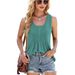 European And American Cross-Border Trade 2025 Spring/Summer New Striped Pleated Solid Color Round Neck Loose Vest_ecoleips.com