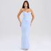 Women's Clothing Blue Strapless Crop Top And High Waisted Pencil Skirt Two Piece Set European And American Style_ecoleips.com