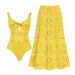 Women's Sexy High-End Swimsuit With Hollow Out Design One-Piece With Long Skirt Set_ecoleips.com