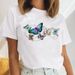 European And American Cross-border Foreign Trade Women's Clothing Butterfly Floral Round-neck Printed Short-sleeve_ecoleips.com